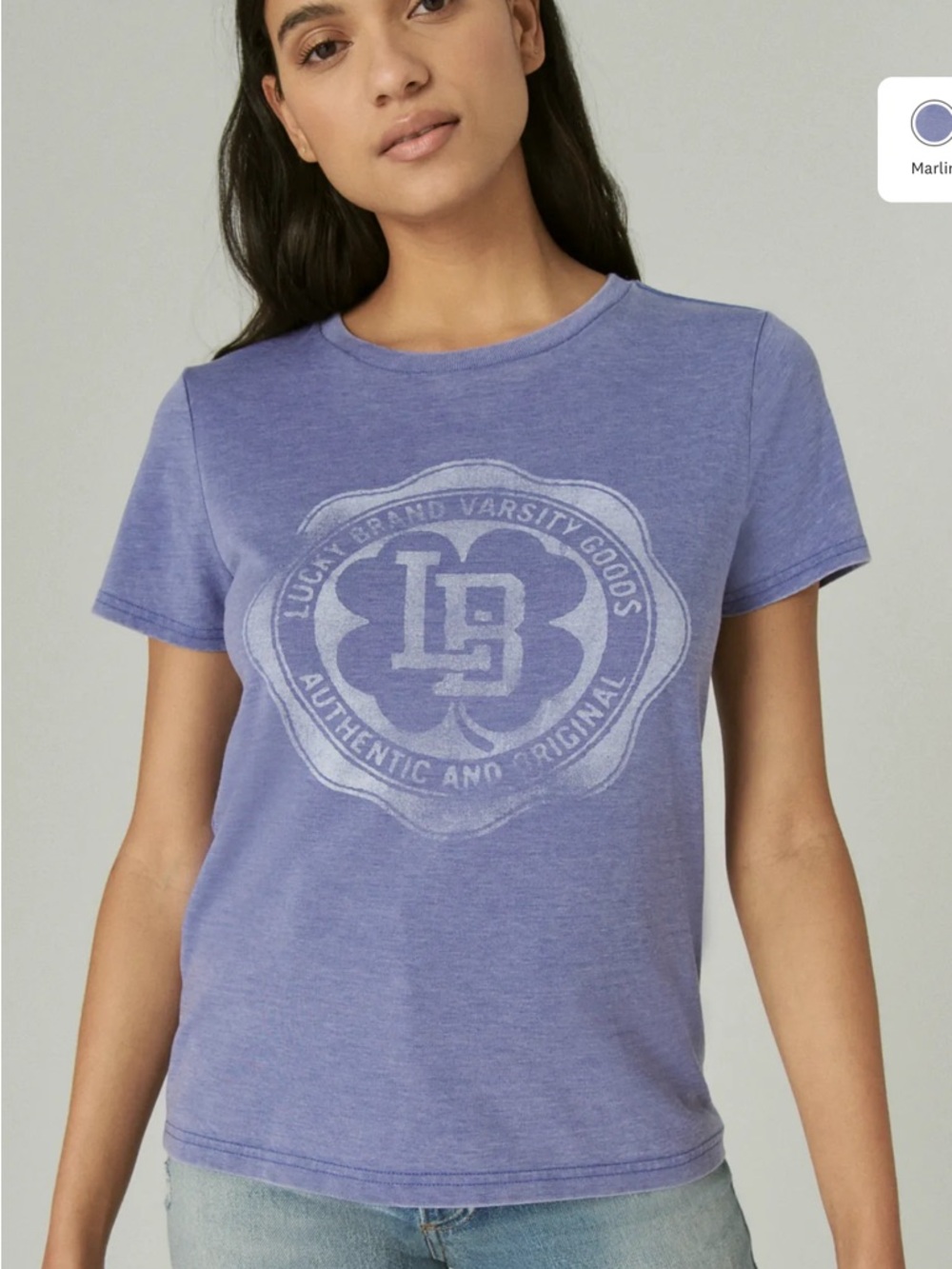 Lucky Brand Lavender Crewneck Tee with Faded Graphic - Picture 3 of 6